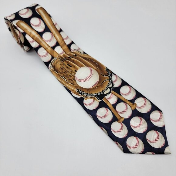 Stephen Harris Tie Baseball Hand Made 100% Polyester 59" x 4" Tie Glove‎ Balls - Picture 1 of 4